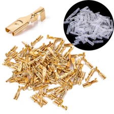 100X 2.8mm Brass Crimp Female Spade Connector Terminal Insulated Sleeve 22~16AWG