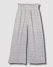 $76 FBZ Kids Girls White Purple Lav Floral-Print Smocked Pants Size Small