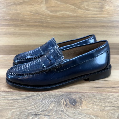 Mocassini Weejuns GH Bass da donna taglia 6 M blu navy in pelle a quadri Whitney Penny - Foto 2 di 11