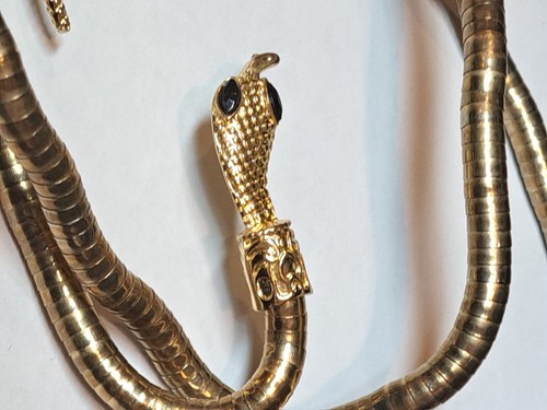 Vintage 80’s Snake Belt/ neck wrap Gold Tone LGBT statement occult mystic 37" - Picture 3 of 24