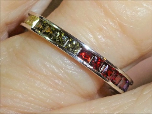 Eternity Band Ring - Sterling Silber 925 - Prinzessschliff - mehrfarbig CZs - 3 mm - 3,0 ctw - Bild 3 von 6