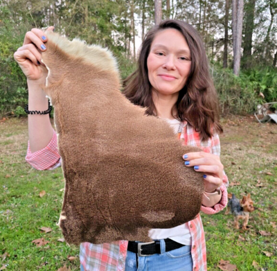 #ad White Tail Deer Hide Hair on Hide Full Tanned Skin leather real fur taxidermy 2A $87.95