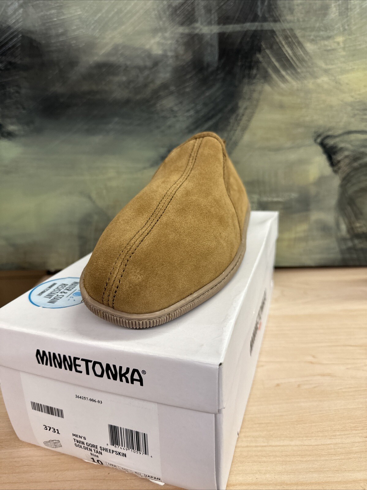 PANTOFOLA D’ORO Minnetonka Ciabatte Uomo Twin Gore Pelle di Pecora Marrone Dorato Taglia 10 ?