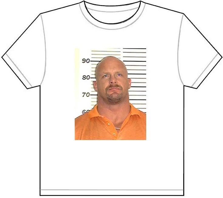 STONE COLD STEVE AUSTIN MUG SHOT T-SHIRT TEE PICTURE PHOTO mugshot