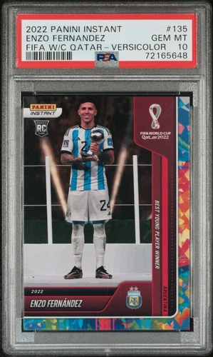 2022 PANINI INSTANT FIFA WORLD CUP QATAR VERSICOLOR ENZO FERNANDEZ 1/5 PSA 10
