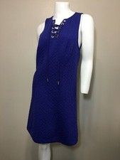 KENSIE Women's Shift Dress Small Purple Sleeveless Zipped Back Quilted Lace up