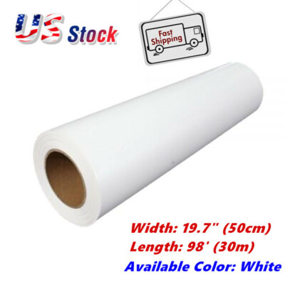 19.7'' x 98'' White Eco-Solvent Printable Heat Transfer Vinyl For Dark T-shirt