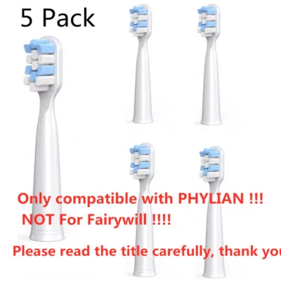 5Pack Sonic Electric Toothbrush Brush Heads Compatible with PHYLIAN H7 / HH06007