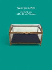 Glass Table Box with Ornate Brass Frame with Hinged Lid