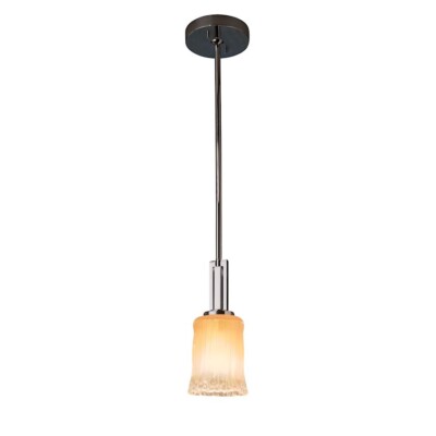 Justice Design Veneto Luce Era 1-LT Mini-Pendant, Rippled, Gold Clear/Chrome