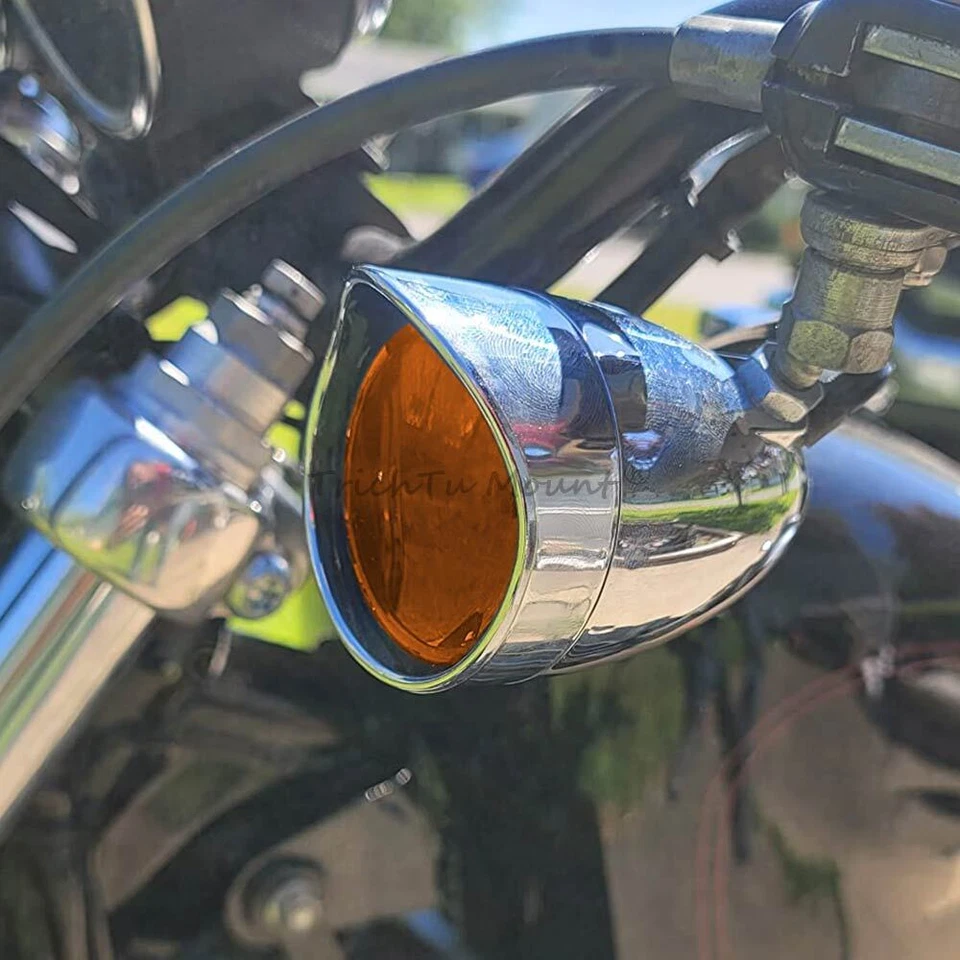 Motorcycle Front Rear Turn Signal Lens Cover Fit For Harley Bullet Light Fat boy - Image 4 of 4