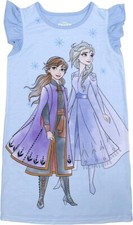 Disney Frozen Big Girl's Anna and Elsa Blue Snowflake Flutter Sleeve Nightgown