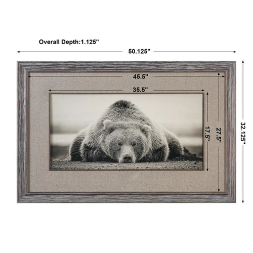 Uttermost Deep Sleep Traditional Wood and Glass Bear Print in Brown/White - Picture 5 of 5