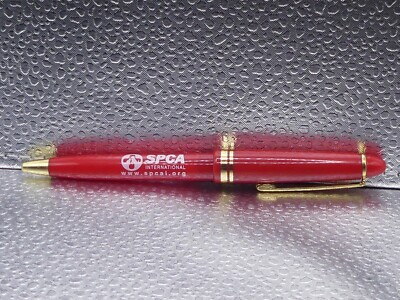 SPCA International Global Animal Rescue Red White Gold Advertising Ballpoint Pen