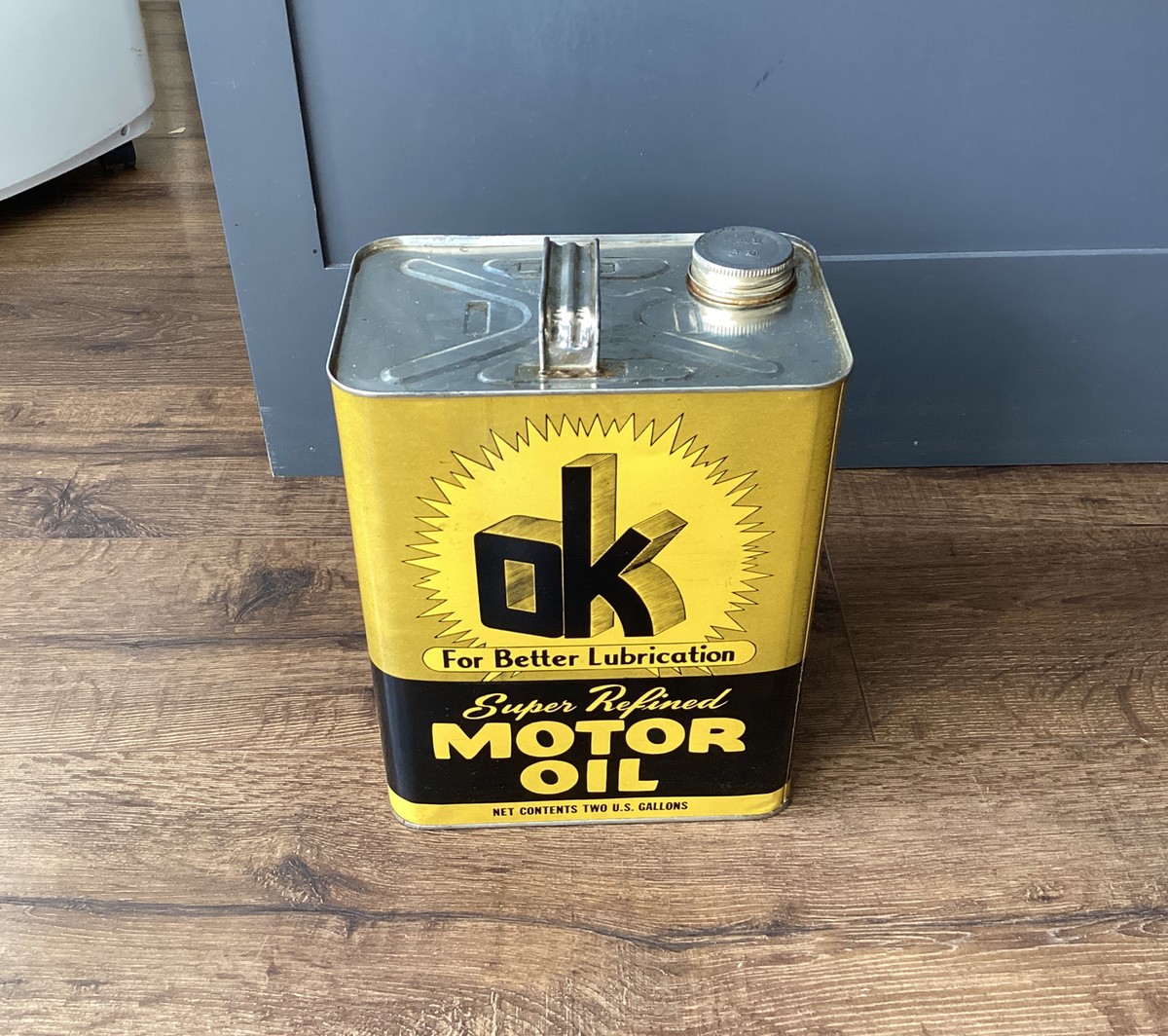 Vintage OK Motor Oil 2 Gallon Can Gas Service Station Windsor