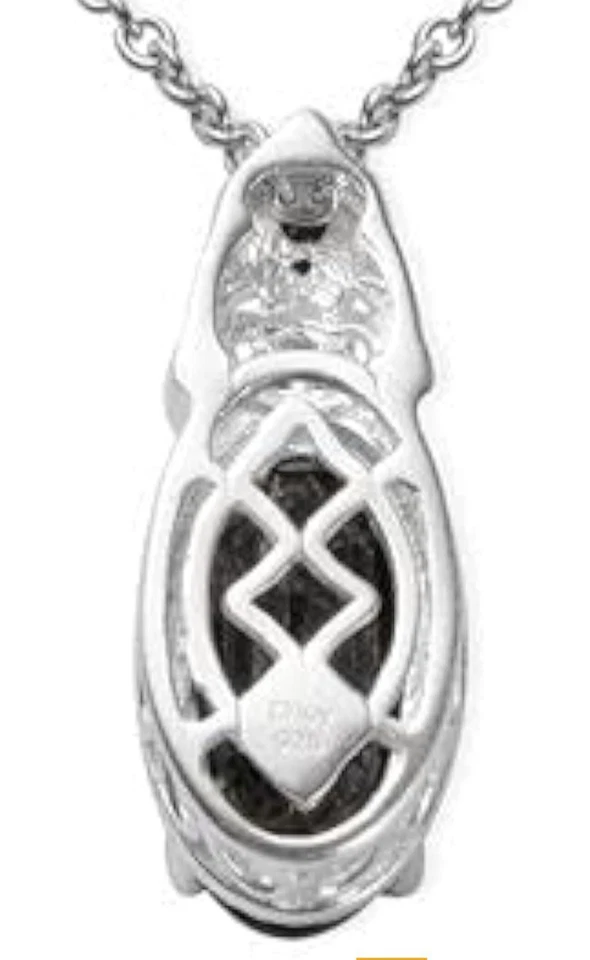 Colgante de plata de ley 925 y cadena de acero inoxidable espinela negra circonita cúbica moda Foto 3 de 4