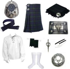 TARTAN MEN'S KILT SET-8 PIECES KILT ACCESSORIES FOR MEN SCOTTISH WEDDING OUTFIT