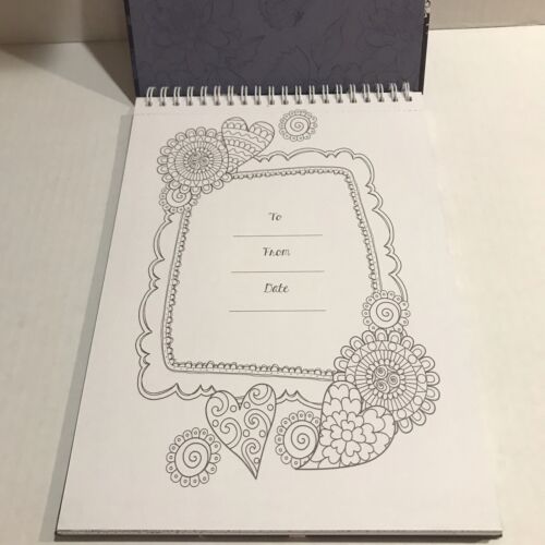 Adult Coloring Book Love Blooms Blue Spiral Floral Coloring Book Adults Teen New - Imagen 4 de 8