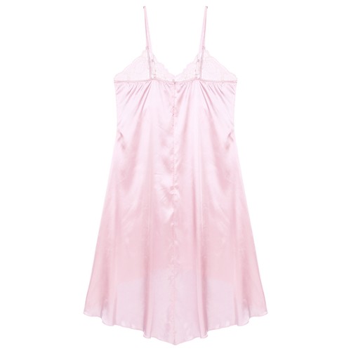 UK Men's Sheer Nightdress Lace Patchwork Satin Sissy Dress Irregular Hem Pajamas - Picture 6 of 25