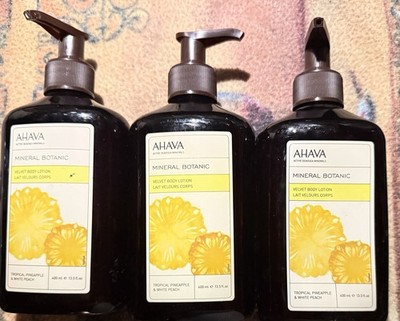 3X AHAVA Mineral Botanic Velvet Cream Lotion Tropical Pineapple White Peach Set
