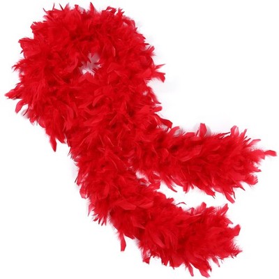 Red Chandelle Turkey Feather Boa 2 Yards 40g for DIY Craft Home Dancing Weddi...