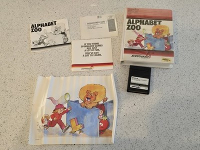 Commodore 64 Computer Alphabet Zoo Game Cartridge w/ Poster & Box 1980s Vintage