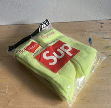 Supreme x Hanes Yellow Crew Socks 4 Pack Cushioned Comfort Size 6-12 Streetwear