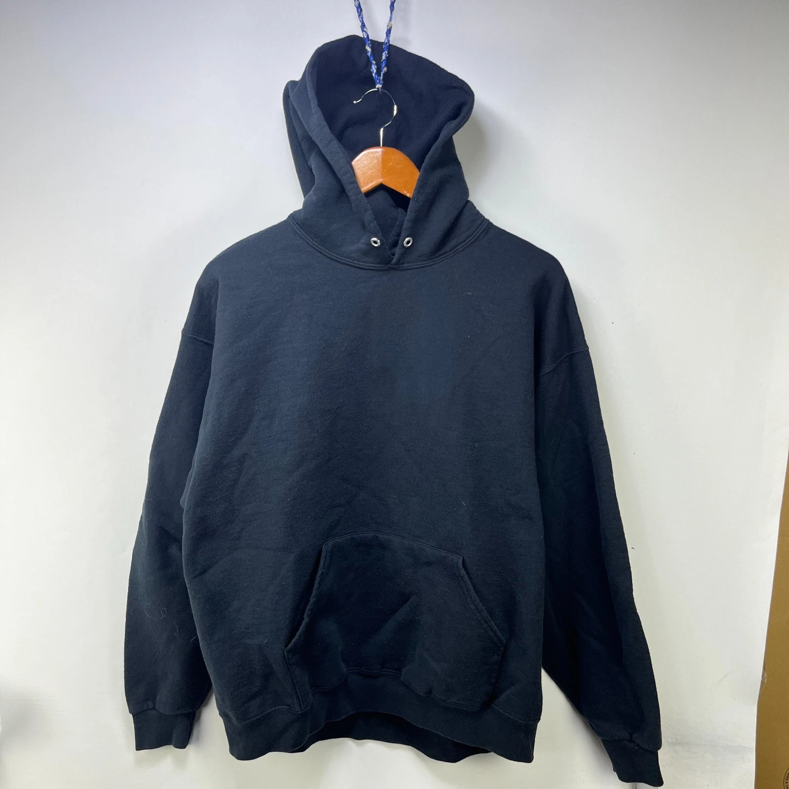 Vintage Jerzees Black Blank Faded Hoodie Russell XL