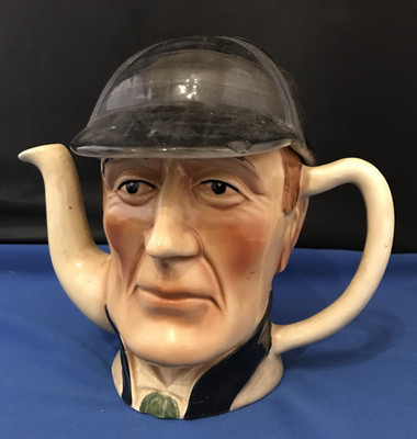 Vintage Tony Wood Sherlock Holmes Keramik Teekanne (Staffordshire, ca. 1950er-60er Jahre)
