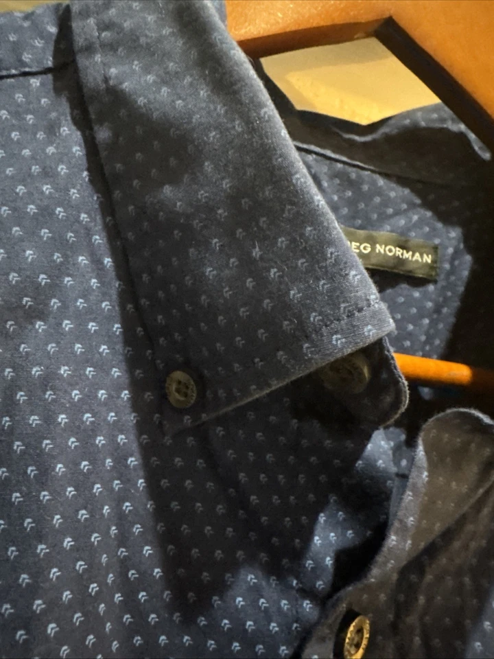 Greg Norman Men's Blue Button Down Short Sleeve Shirt Size XL Cotton - Image 4 of 4