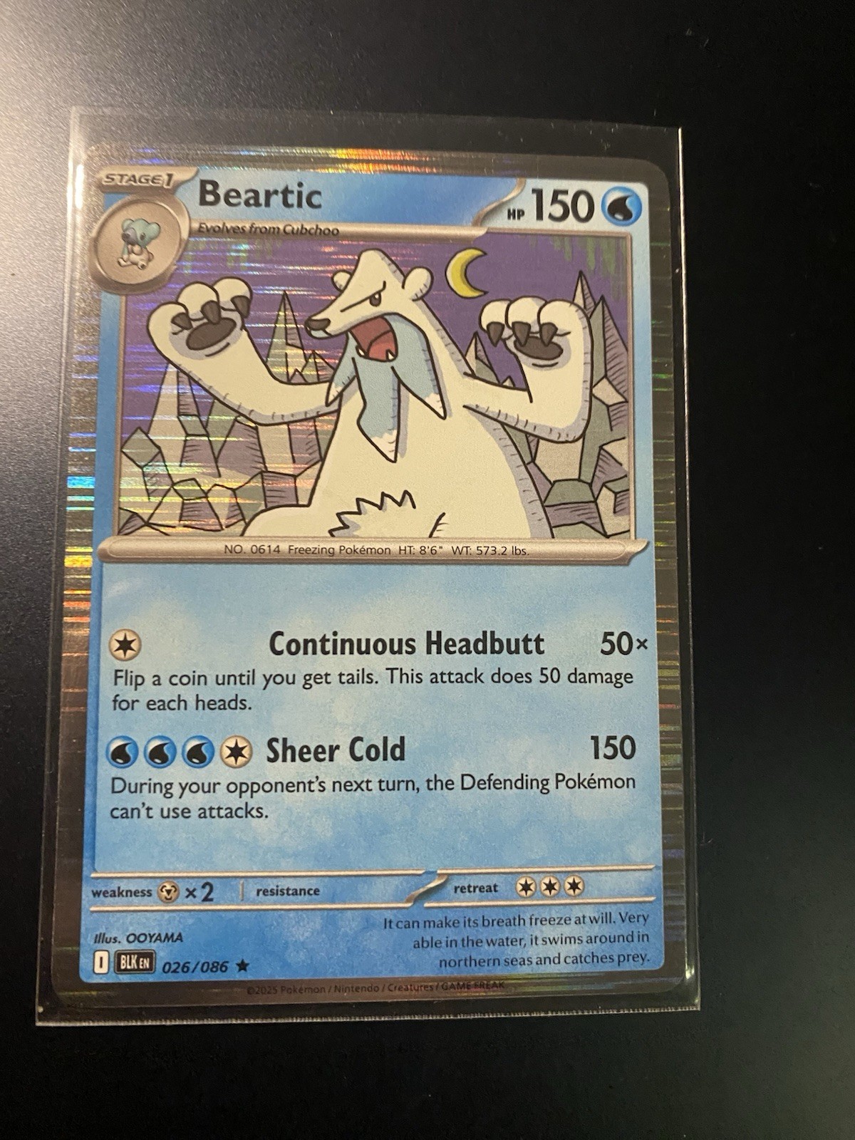 Beartic 026/086 Pokémon TCG SV Black Bolt Holo Rare Pokemon Card ENGLISH