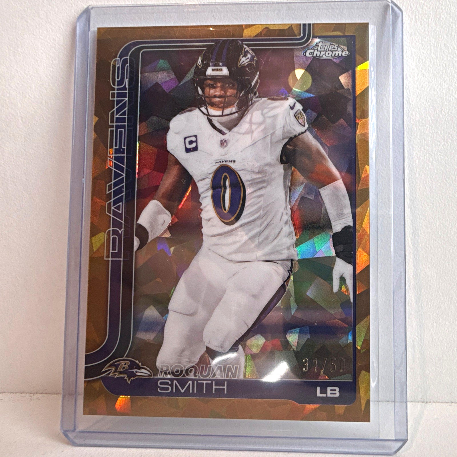 Topps 2024 Chrome Roquan Smith Gold Geometric Refractor /50 #27 Ravens