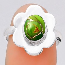 Copper Green Turquoise - Arizona 925 Sterling Silver Ring s.8 Jewelry R-1087