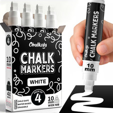 White Window Chalk Markers for Cars Glass Washable - 10Mm, 4 Pack  Jumbo Liqu