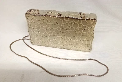 Judith Leiber Animal Skin Embossed Gold Minaudiere Clutch Box Purse Shoulder Bag - Image 1 of 4