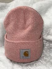 Carhartt Pink Knit Beanie Hat One Size Acrylic Solid Logo Patch A18 P63