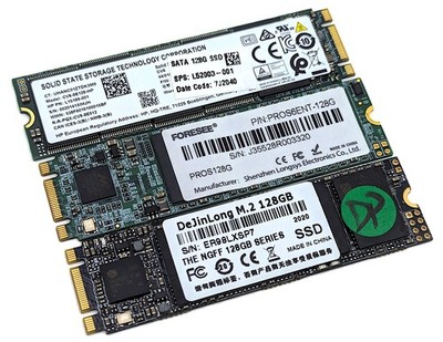 Lot of 3 Mixed Brand 128GB 2280 M.2 SSD Mixed Models Solid State Drives - Wiped