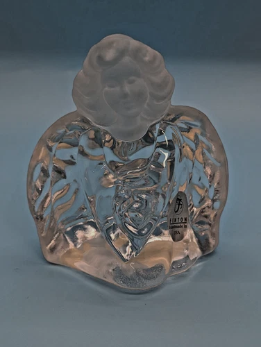 FENTON Glass Angel Figurine Paperweight Frosted Head 3.5” All Original Stickers