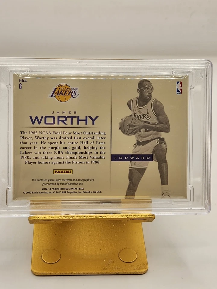 James Worthy 2012-13 Panini Intrigue Los Angeles Lakers Auto Jersey /25 PSA 9 - Image 3 of 3
