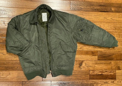 VTG CWU Flyer Jacket Cold Weather Military Bomber Jacket Green Size M