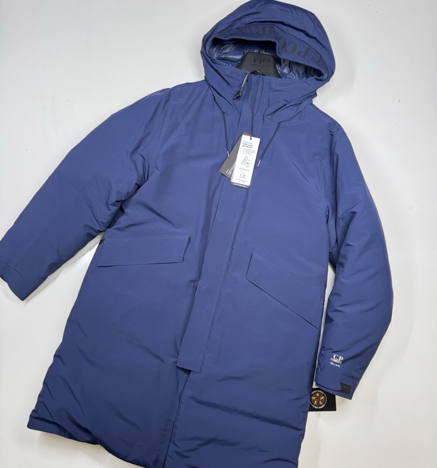 CP Company 255A Micro M Long hooded jacket - Blue-  Eu 46 / small  / 23” P2P