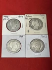 4) Barber Half Dollars 90% Silver, 1911d, 1909o, 1909, And 1910s