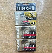 Maxell HGX-Gold TC-30 VHS-C Camcorder Tape 30 min 3-Pack Sleeve 1991 