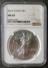 2015 $1 American Silver Eagle Dollar NGC MS69