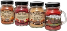 Fall Mini Mason Jar Candle Set - 4 Pack of Cozy Scents! Fall, Christmas, or Wint