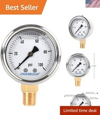 Professional Liquid Filled 2 Fuel Pressure Gauge 0-100 Psi - 2 Accuracy Professional Liquid Filled 2 Fuel Pressure Gauge 0-100 Psi - 2 Accuracy