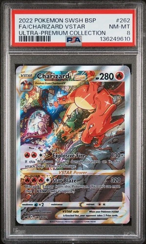 2022 POKEMON SWSH BLACK STAR PROMO #262 FULL ART/CHARIZARD VSTAR PSA 8
