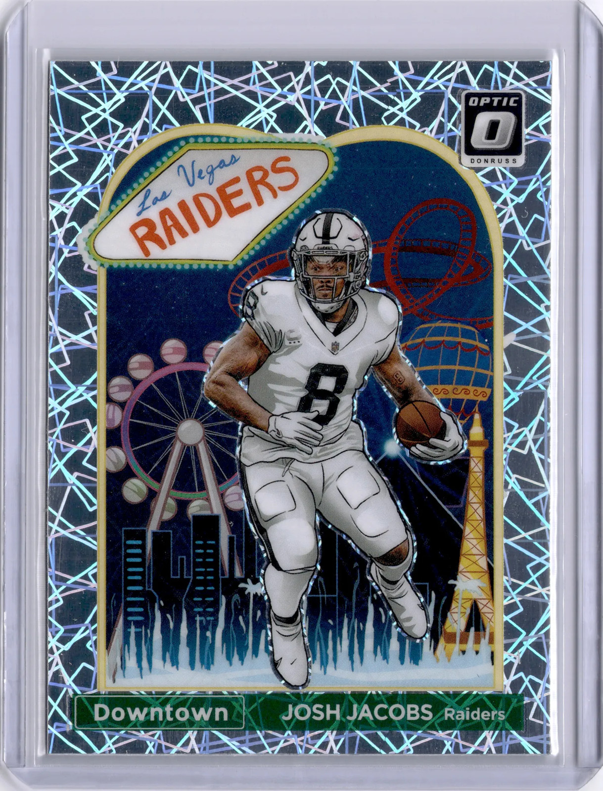 Josh Jacobs 2023 Panini Donruss Optic Downtown SP Case Hit Raiders Packers