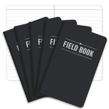 Field Notebook/Pocket Journal - 3.5"x5.5" - Black - Lined Memo Book - Pack of 5