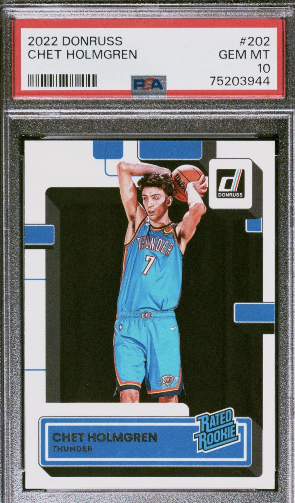 2022 Donruss Rated Rookie Chet Holmgren #202 RC PSA 10 Gem Mint Oklahoma Thunder